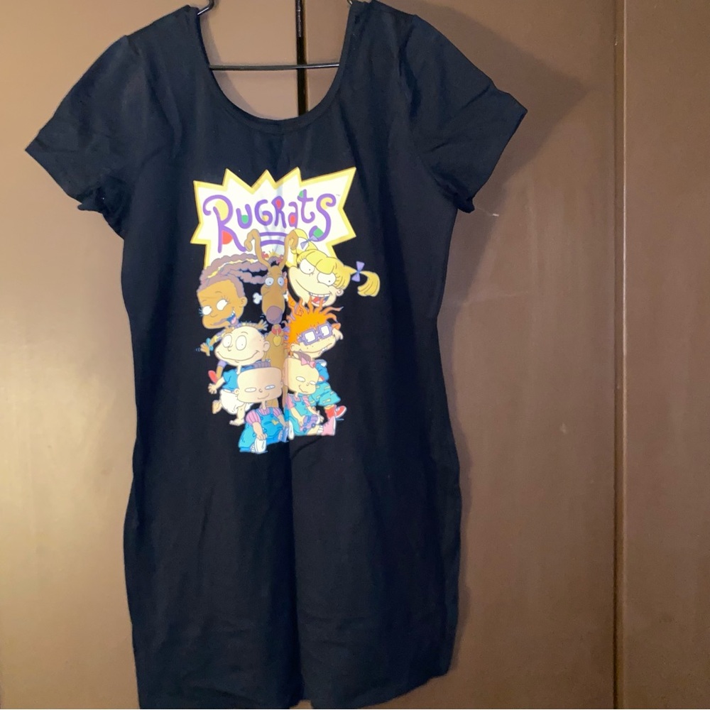 Black Rugrats Graphic T-Shirt Dress